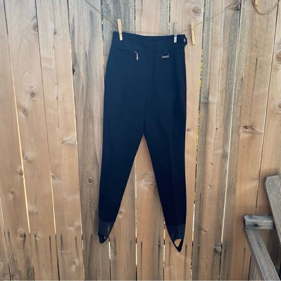 Edelweiss Womens Vintage Stretch Ski Snow Pants Black Boot Stirrup 80s 90s SZ4 - Picture 1 of 13